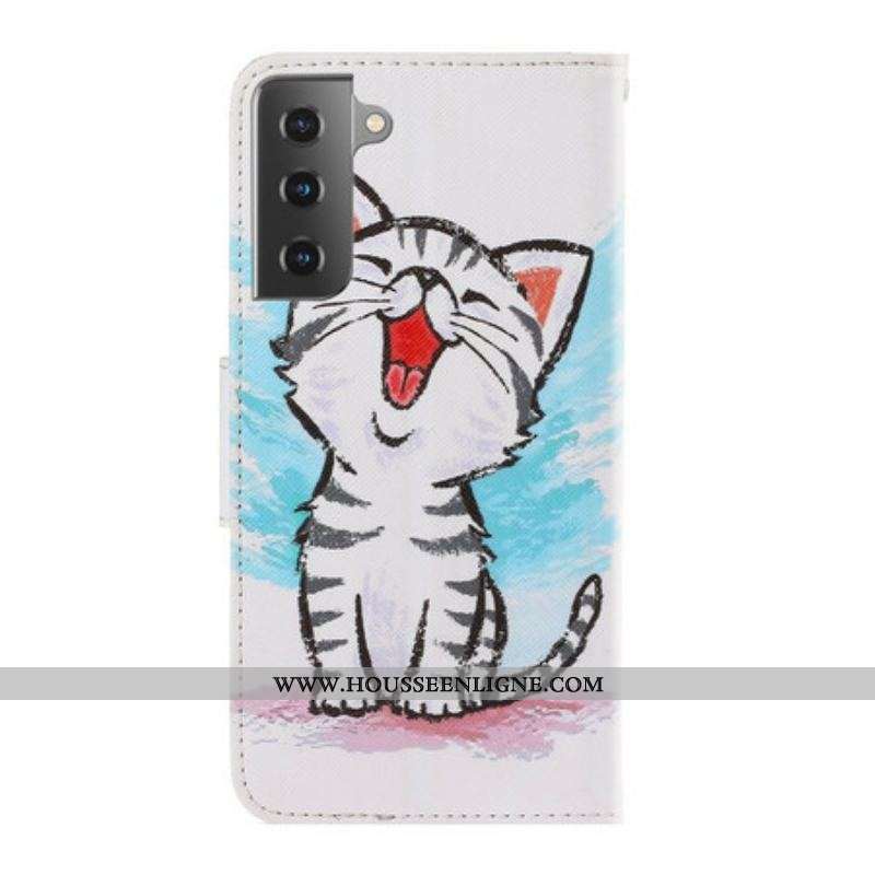 Housse Samsung Galaxy S21 Plus 5G Chaton Couleur à Lanière