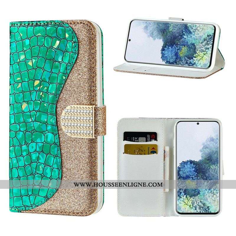Housse Samsung Galaxy S21 Plus 5G Croco Diamants