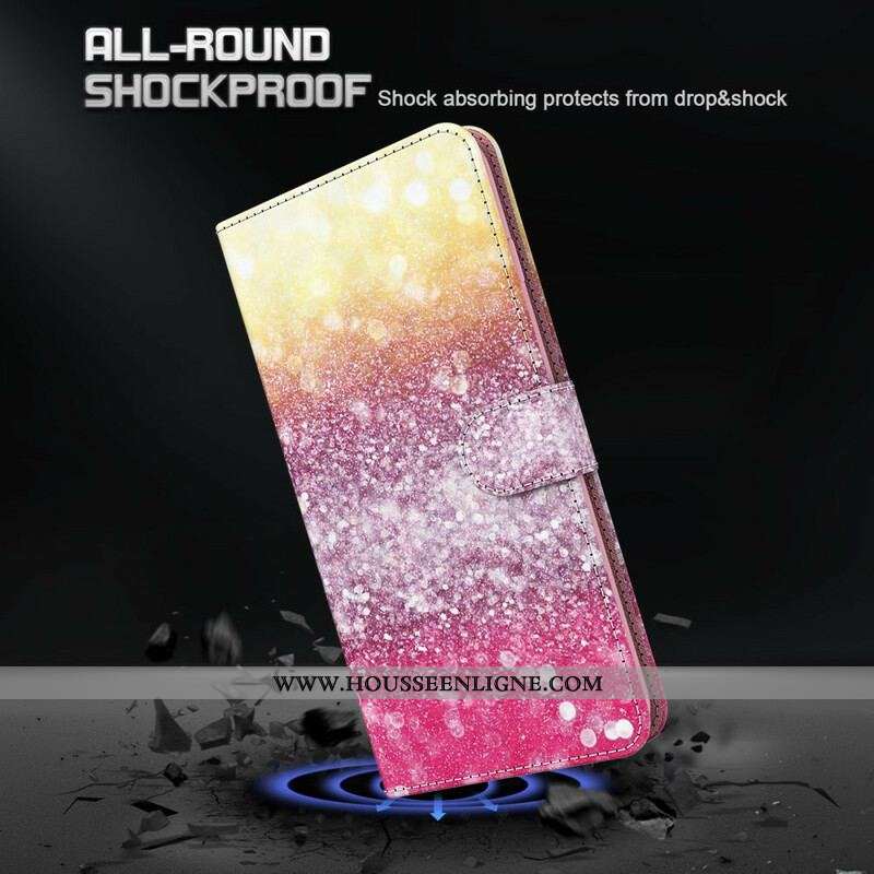 Housse Samsung Galaxy S21 Plus 5G Dégradé Paillettes Magenta