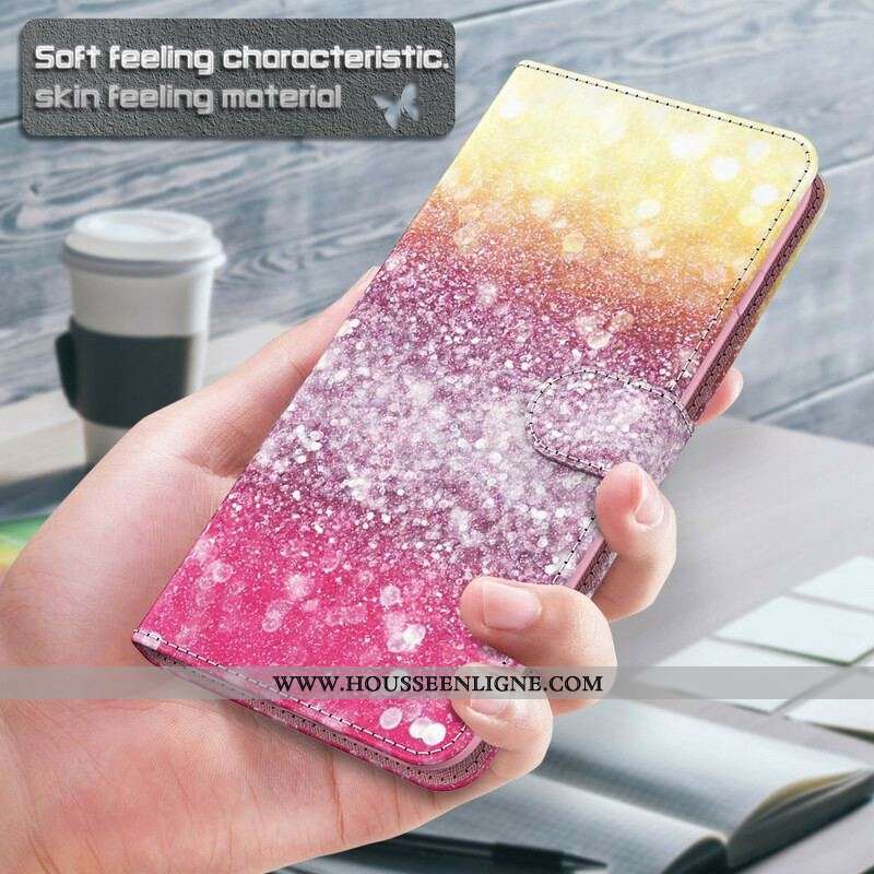 Housse Samsung Galaxy S21 Plus 5G Dégradé Paillettes Magenta