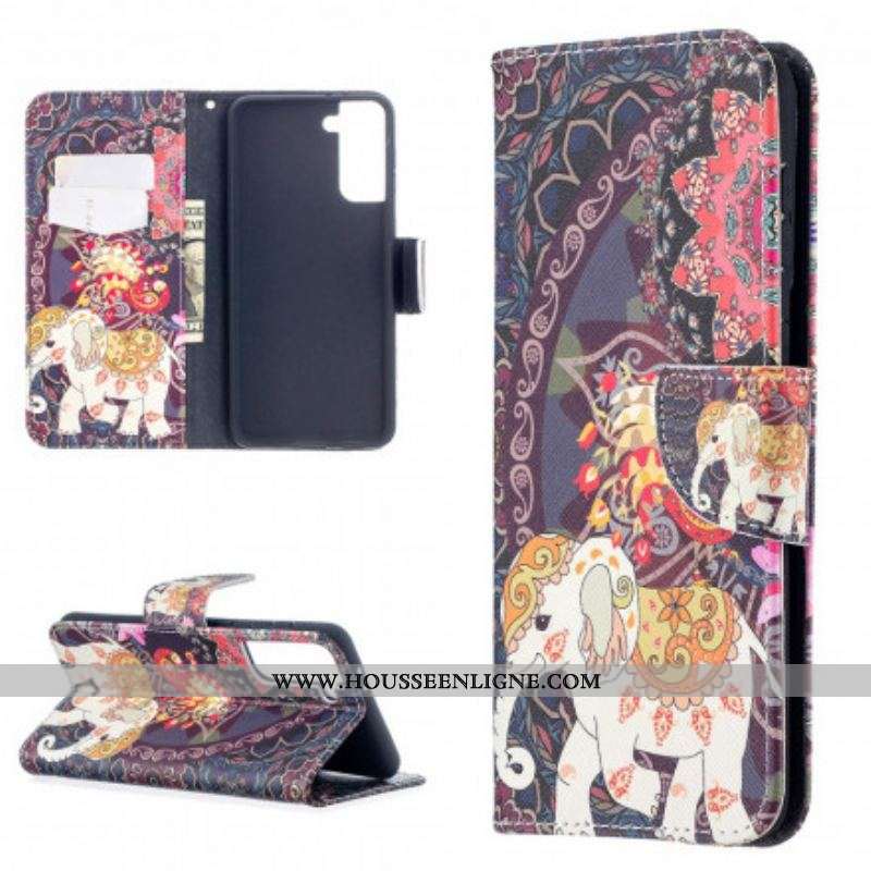 Housse Samsung Galaxy S21 Plus 5G Mandala Éléphants Ethniques