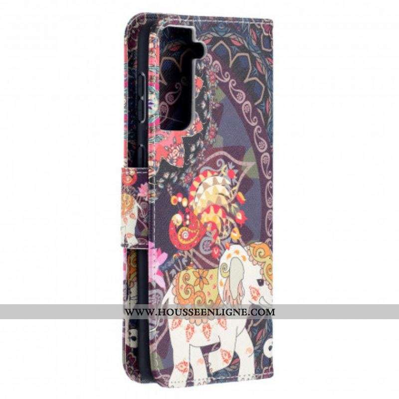 Housse Samsung Galaxy S21 Plus 5G Mandala Éléphants Ethniques