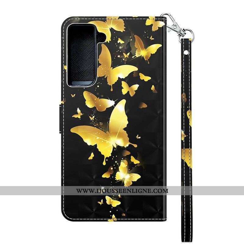 Housse Samsung Galaxy S21 Plus 5G Papillons Jaunes