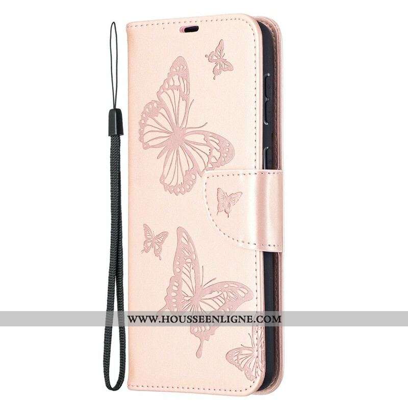 Housse Samsung Galaxy S21 Plus 5G Papillons et Rabat Oblique