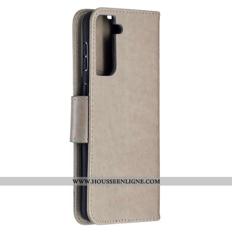Housse Samsung Galaxy S21 Plus 5G Papillons et Rabat Oblique