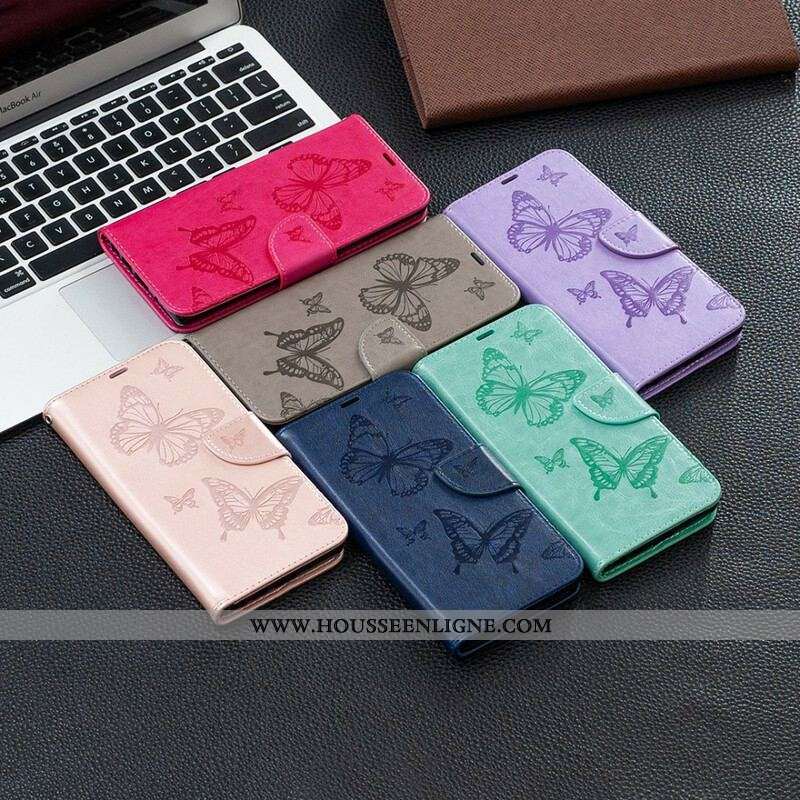 Housse Samsung Galaxy S21 Plus 5G Papillons et Rabat Oblique