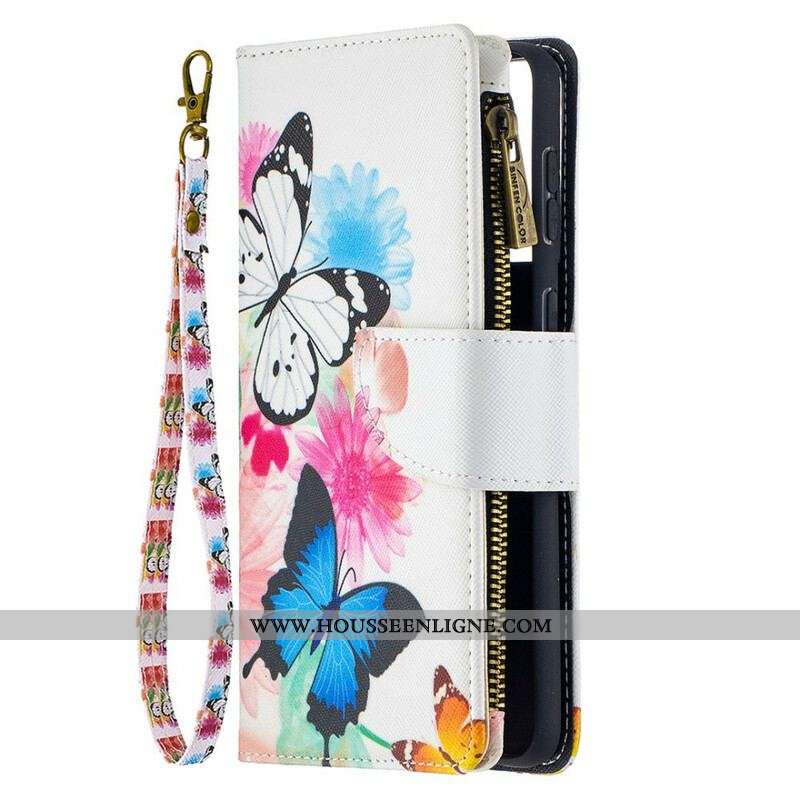 Housse Samsung Galaxy S21 Plus 5G Poche Zippée Papillons