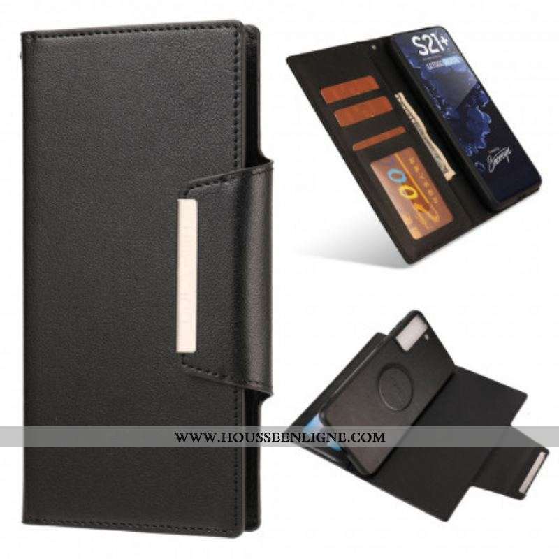 Housse Samsung Galaxy S21 Ultra 5G Coque Détachable Fermoir Argenté