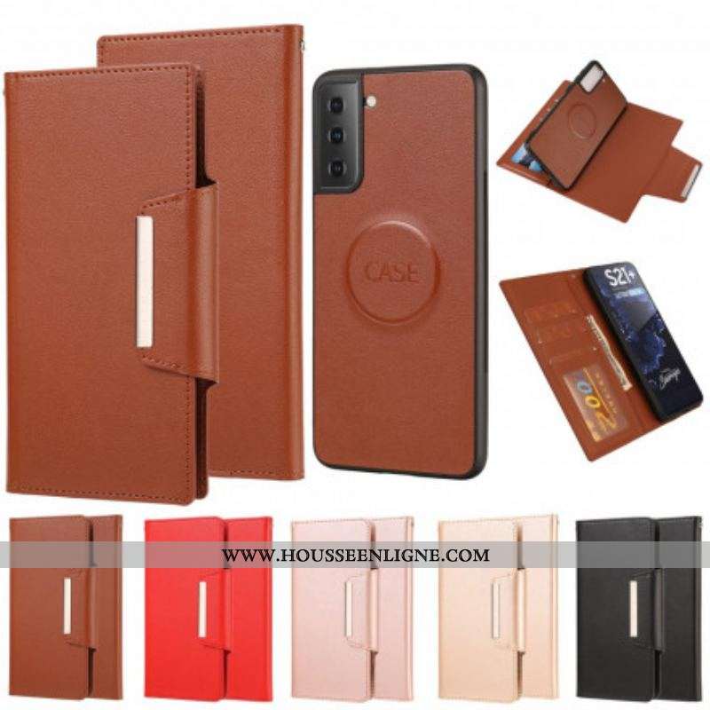 Housse Samsung Galaxy S21 Ultra 5G Coque Détachable Fermoir Argenté