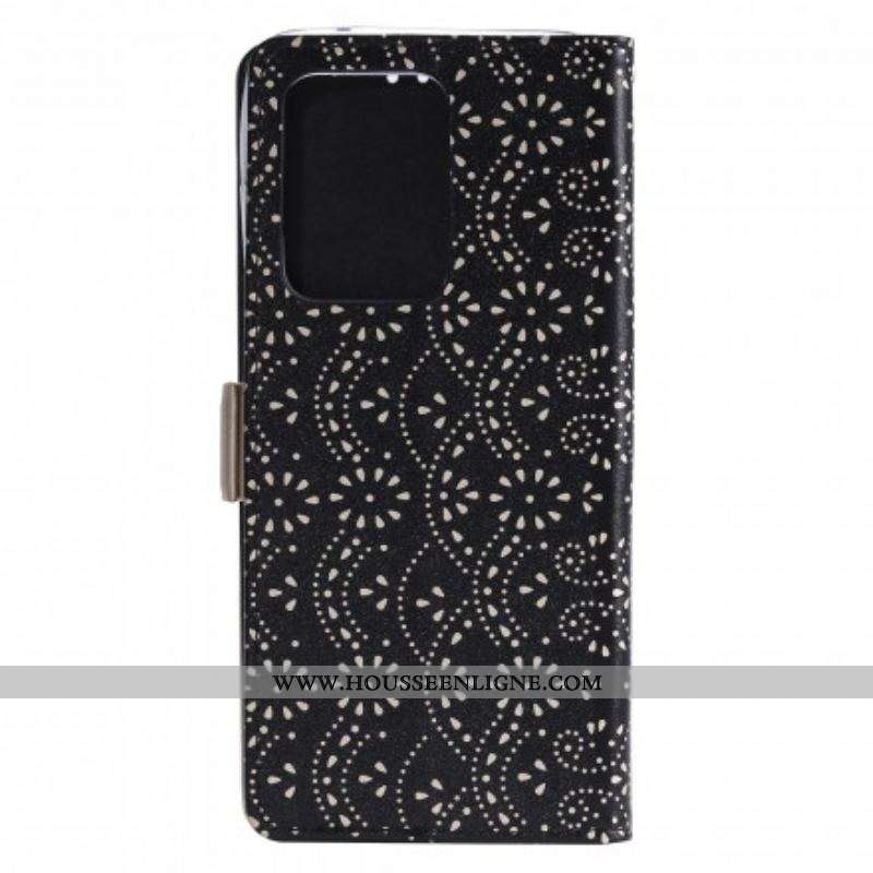 Housse Samsung Galaxy S21 Ultra 5G Dentelle Porte-Monnaie à Lanière