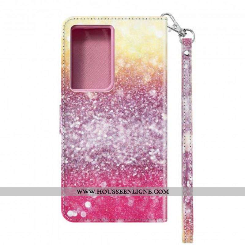 Housse Samsung Galaxy S21 Ultra 5G Dégradé Paillettes Magenta