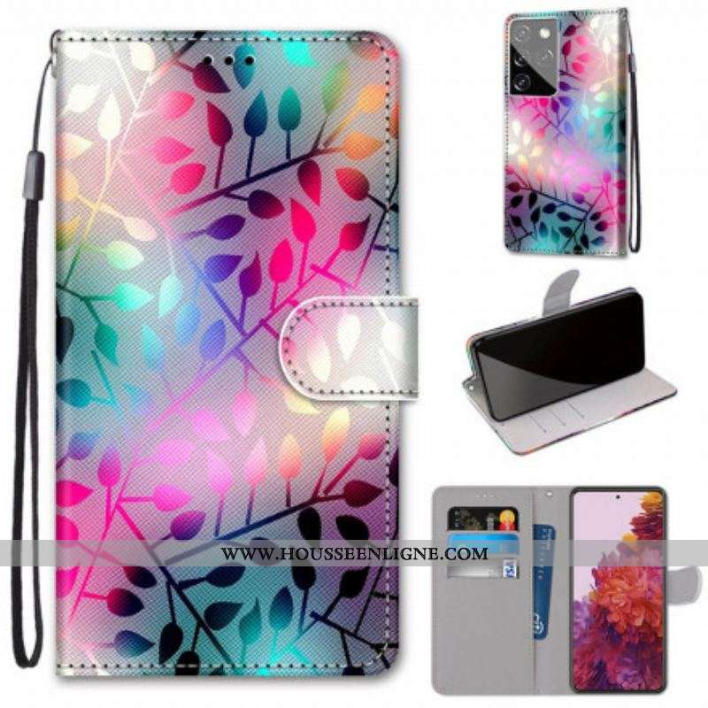 Housse Samsung Galaxy S21 Ultra 5G Feuilles Néons