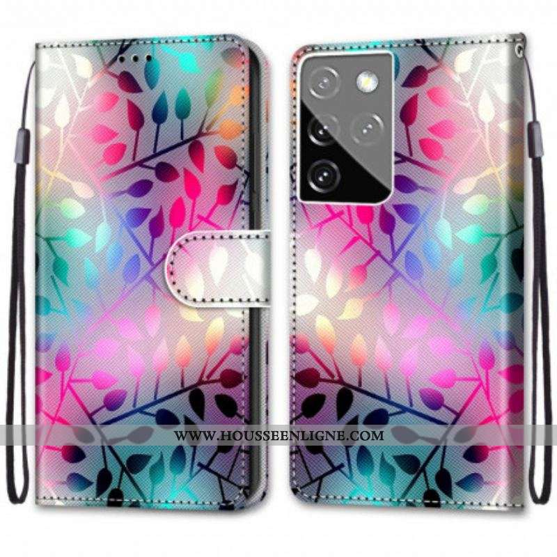 Housse Samsung Galaxy S21 Ultra 5G Feuilles Néons