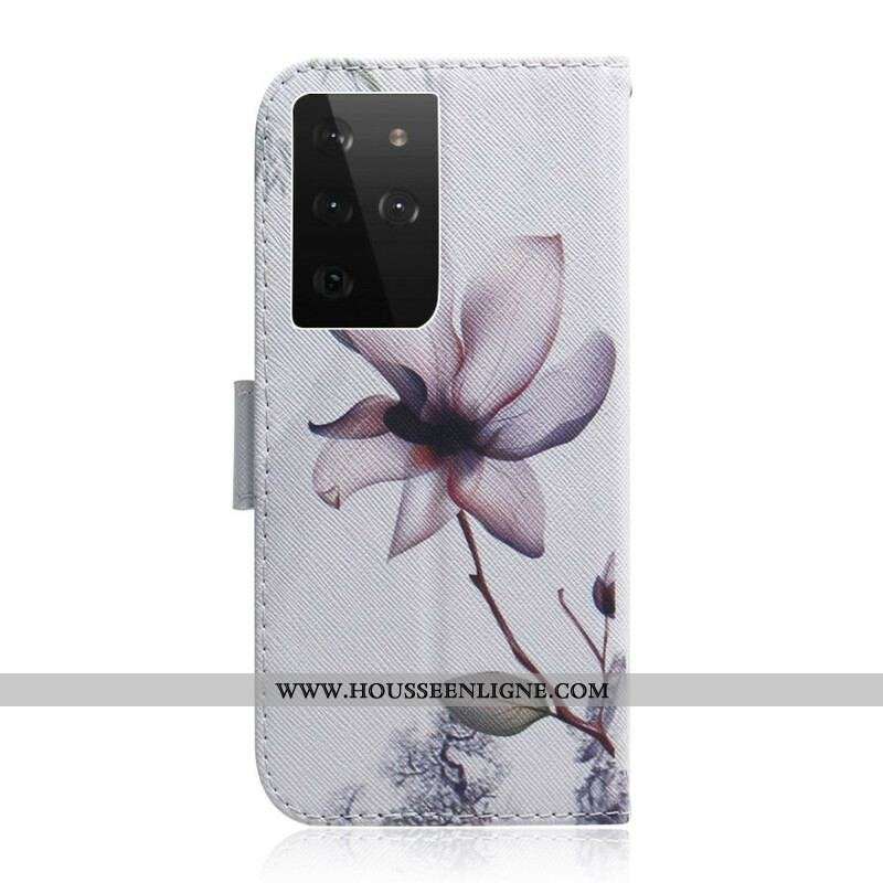 Housse Samsung Galaxy S21 Ultra 5G Fleur Vieux Rose