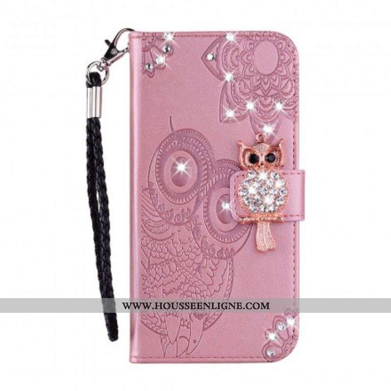 Housse Samsung Galaxy S21 Ultra 5G Hibou Mandala et Breloque