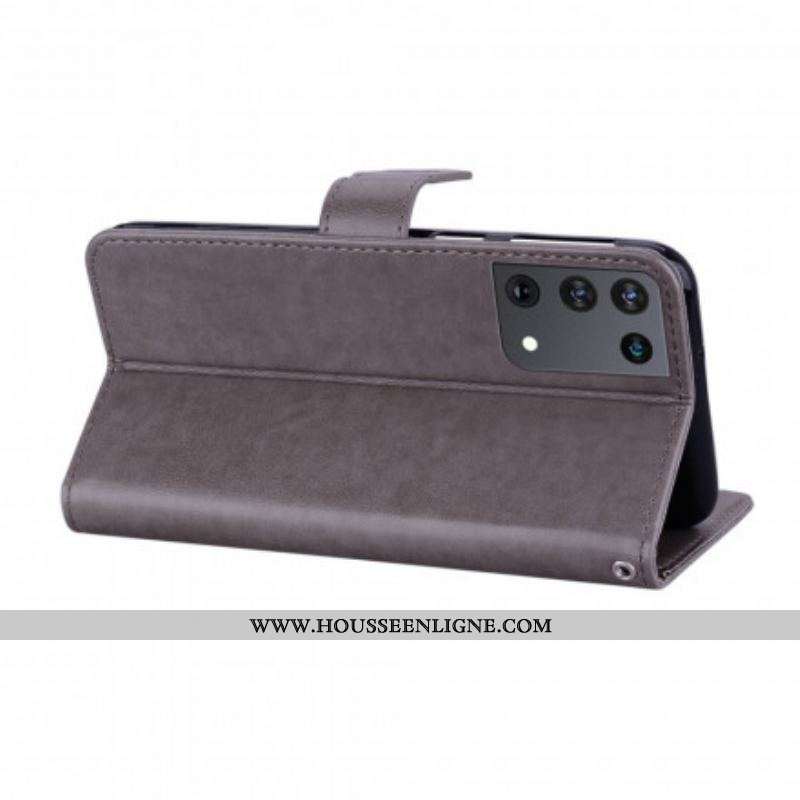 Housse Samsung Galaxy S21 Ultra 5G Hibou Mandala et Breloque