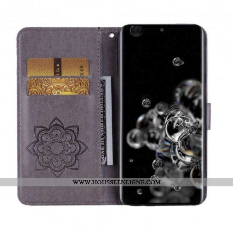 Housse Samsung Galaxy S21 Ultra 5G Hibou Mandala et Breloque