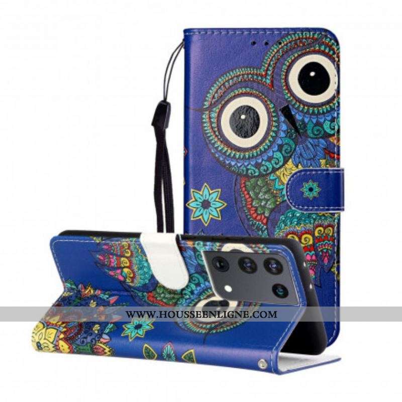 Housse Samsung Galaxy S21 Ultra 5G Hibou en Mandala