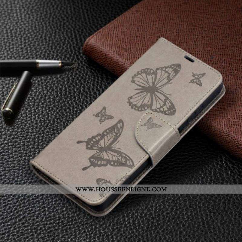 Housse Samsung Galaxy S21 Ultra 5G Les Papillons en Vol avec Lanière