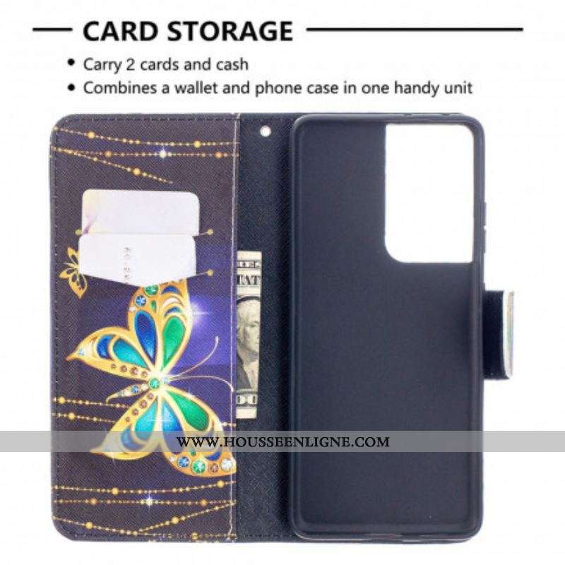 Housse Samsung Galaxy S21 Ultra 5G Papillons Rois