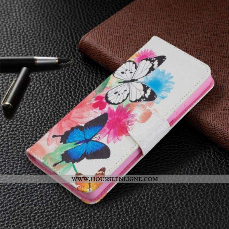 Housse Samsung Galaxy S21 Ultra 5G Papillons et Fleurs Peints