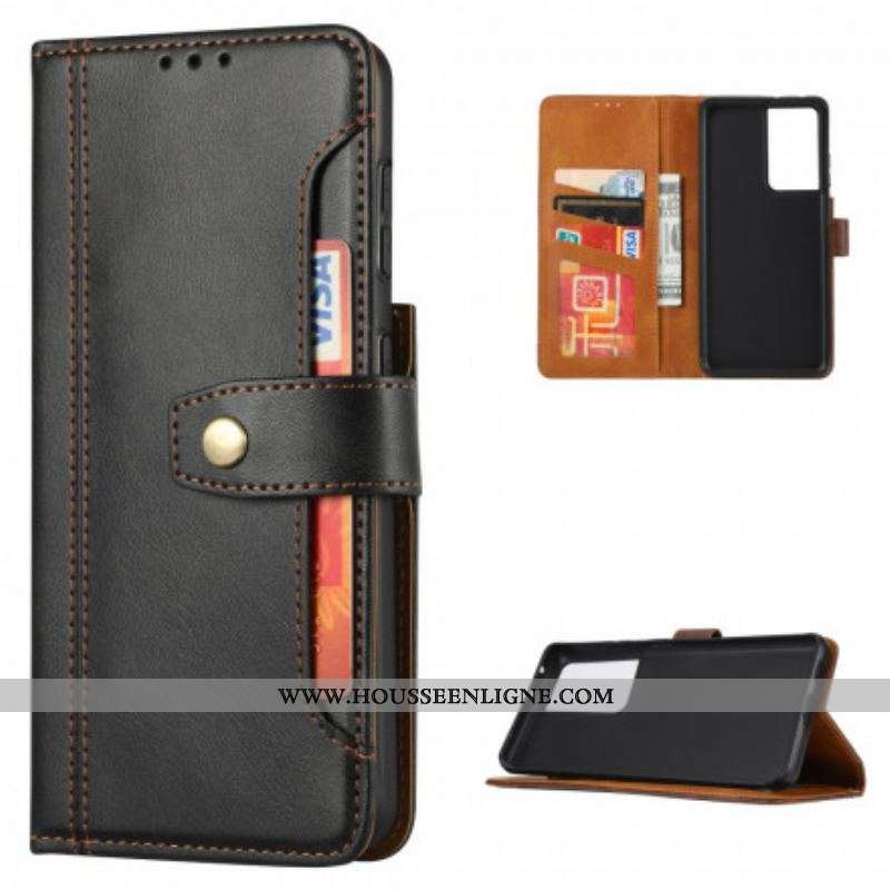Housse Samsung Galaxy S21 Ultra 5G Porte-Carte Frontal et Sangle