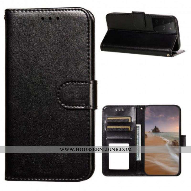 Housse Samsung Galaxy S21 Ultra 5G Style Cuir Fermoir Réversible