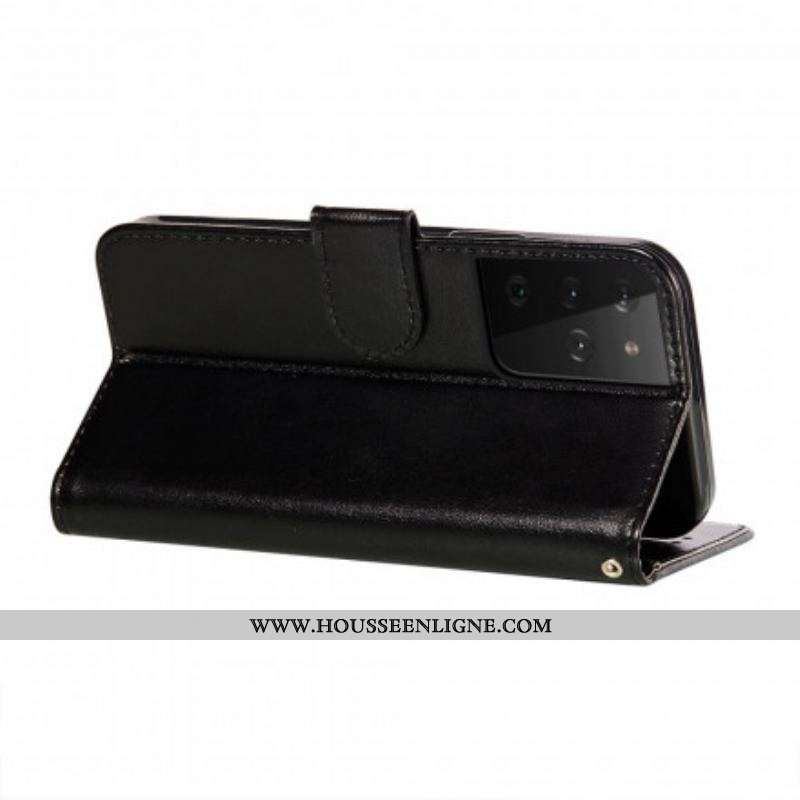 Housse Samsung Galaxy S21 Ultra 5G Style Cuir Fermoir Réversible
