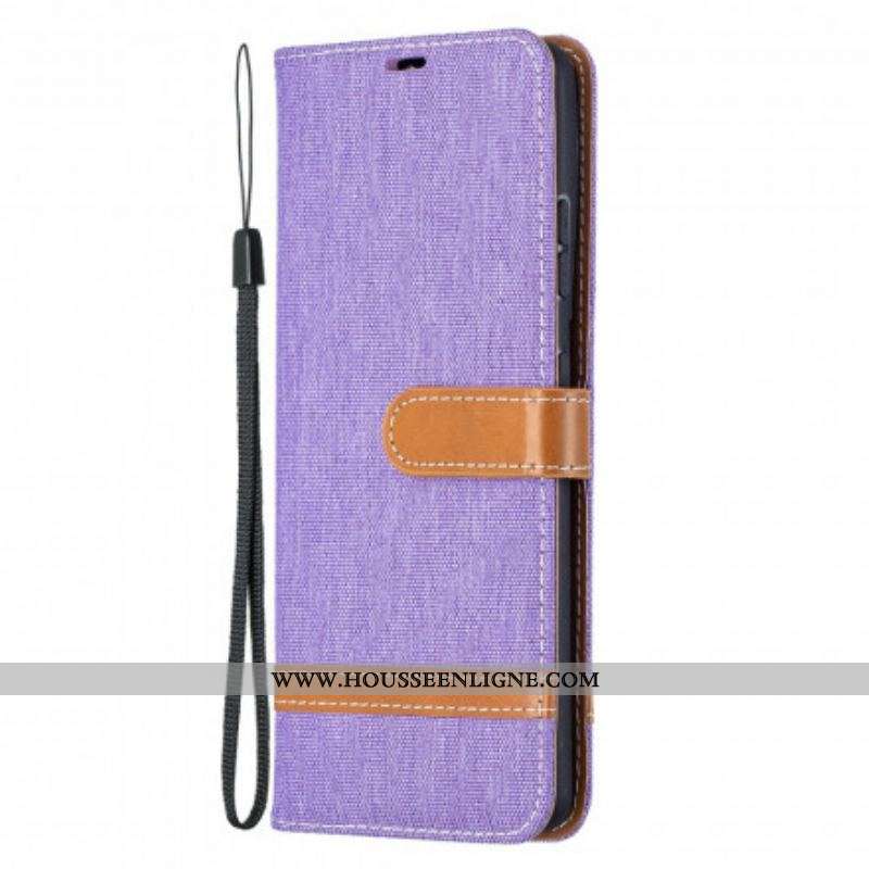 Housse Samsung Galaxy S21 Ultra 5G Tissu et Effet Cuir à Lanière