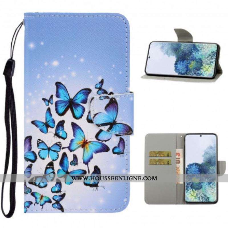 Housse Samsung Galaxy S21 Ultra 5G Variations Papillons à Lanière