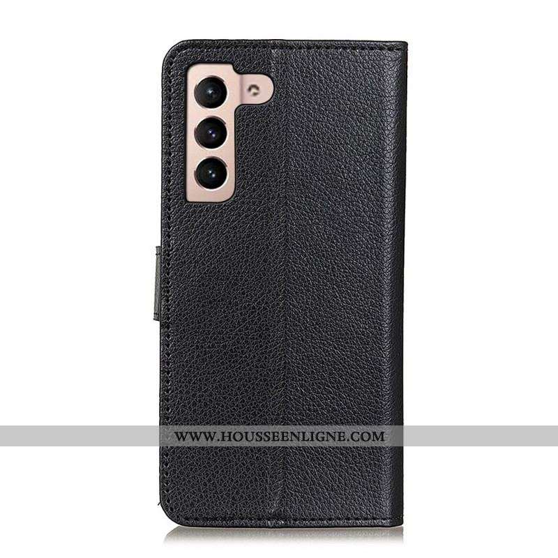 Housse Samsung Galaxy S22 5G Cuir Litchi Traditionnel
