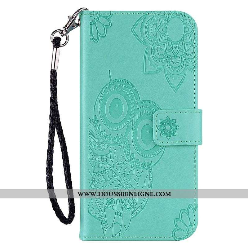 Housse Samsung Galaxy S22 5G Hibou Mandala et Lanière