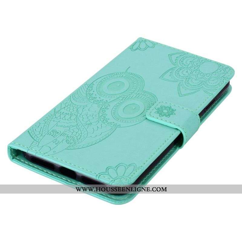 Housse Samsung Galaxy S22 5G Hibou Mandala et Lanière