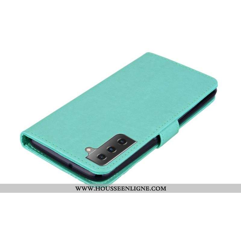 Housse Samsung Galaxy S22 5G Hibou Mandala et Lanière