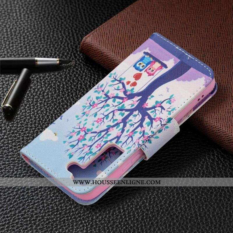 Housse Samsung Galaxy S22 5G Hiboux Sur La Balançoire