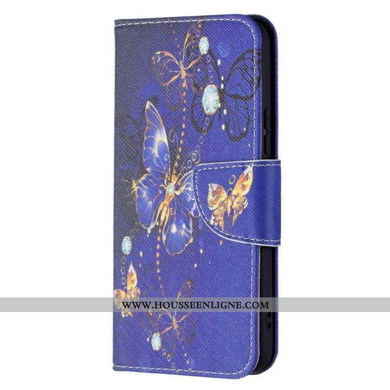 Housse Samsung Galaxy S22 5G Papillons Dorés
