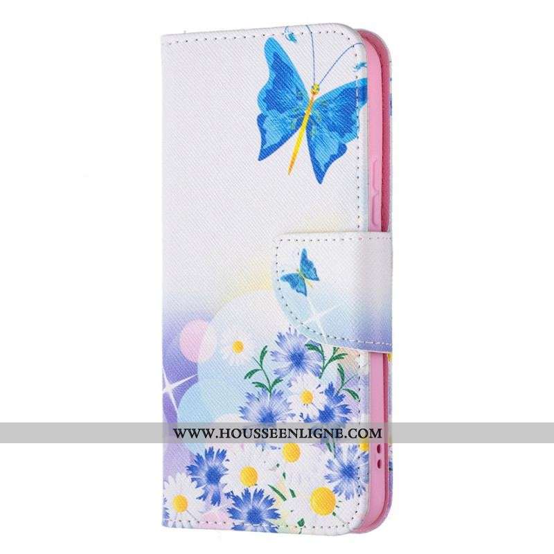 Housse Samsung Galaxy S22 5G Papillons et Fleurs Peints