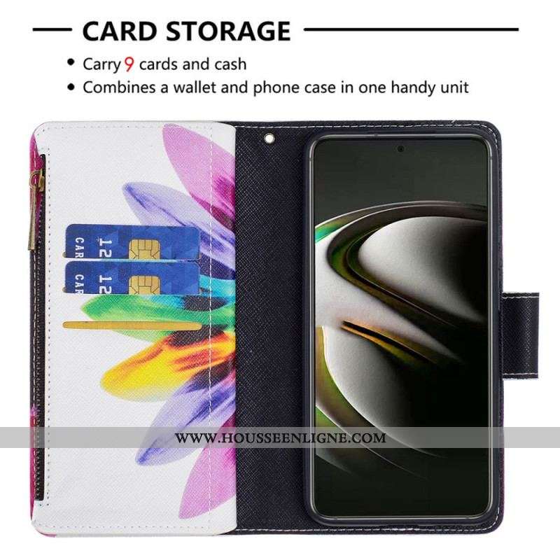 Housse Samsung Galaxy S22 5G Poche Zippée Fleur