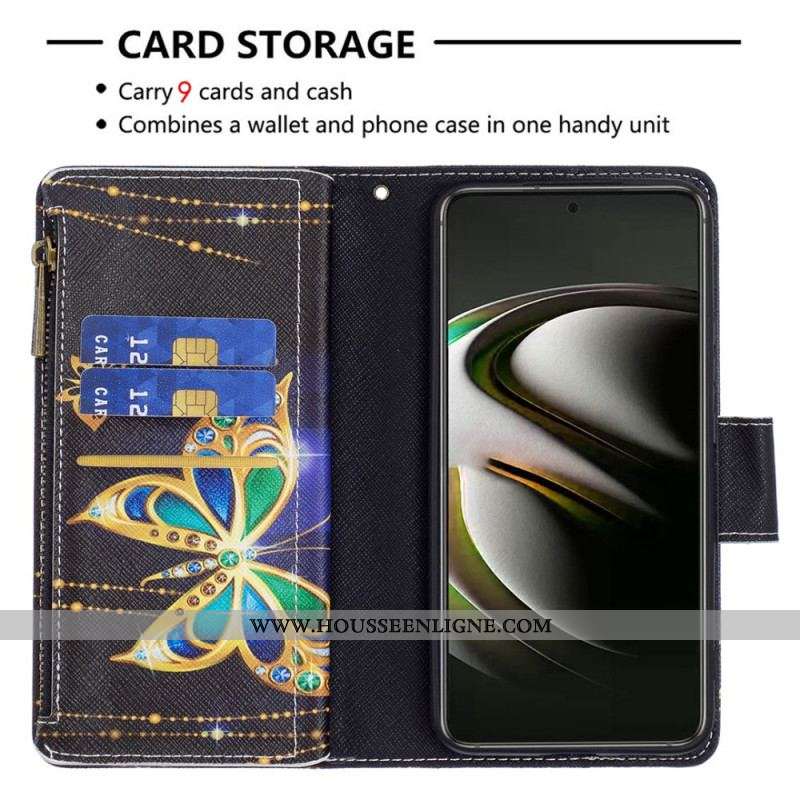 Housse Samsung Galaxy S22 5G Poche Zippée Papillons
