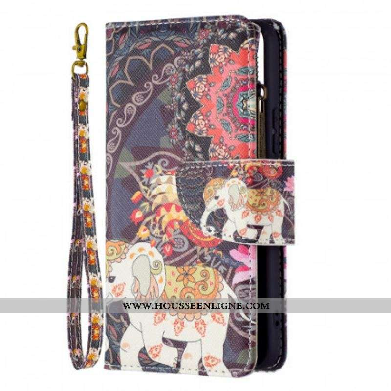 Housse Samsung Galaxy S22 5G Poche Zippée Éléphant