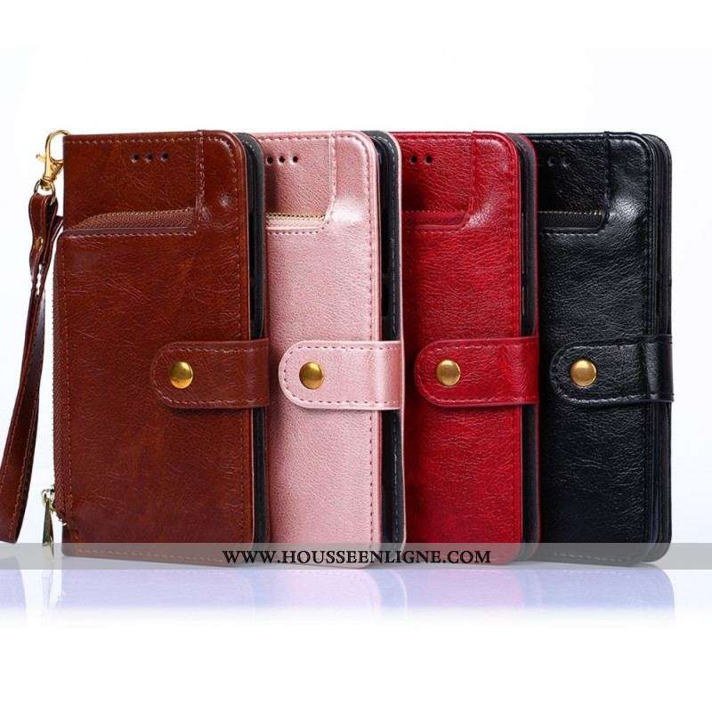 Housse Samsung Galaxy S22 5G Porte-Monnaie Frontal et Lanière