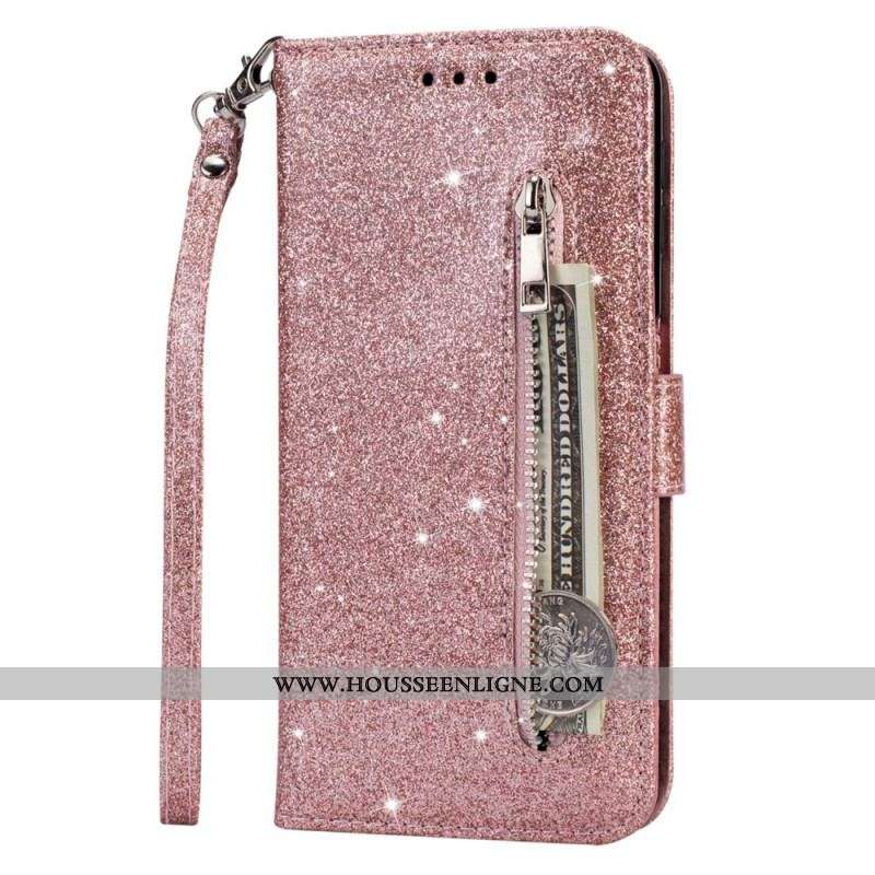 Housse Samsung Galaxy S22 5G Porte-Monnaie Paillettes