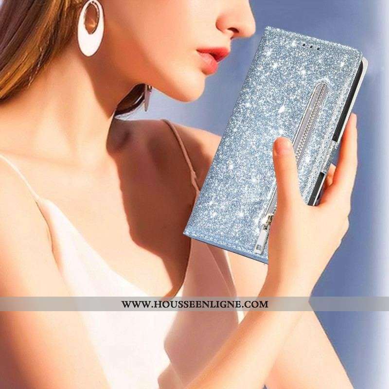 Housse Samsung Galaxy S22 5G Porte-Monnaie Paillettes