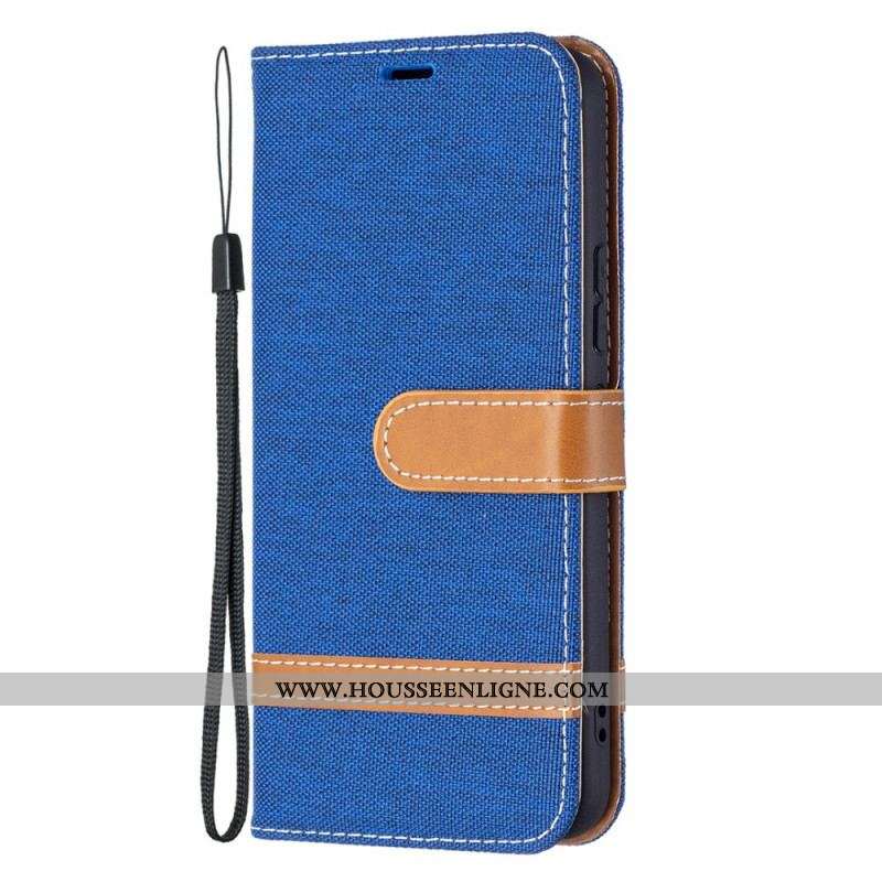 Housse Samsung Galaxy S22 5G Tissu et Effet Cuir à Lanière