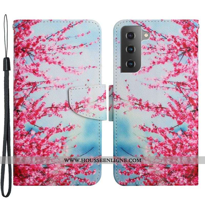 Housse Samsung Galaxy S22 Plus 5G Branche en Floraison à Lanière