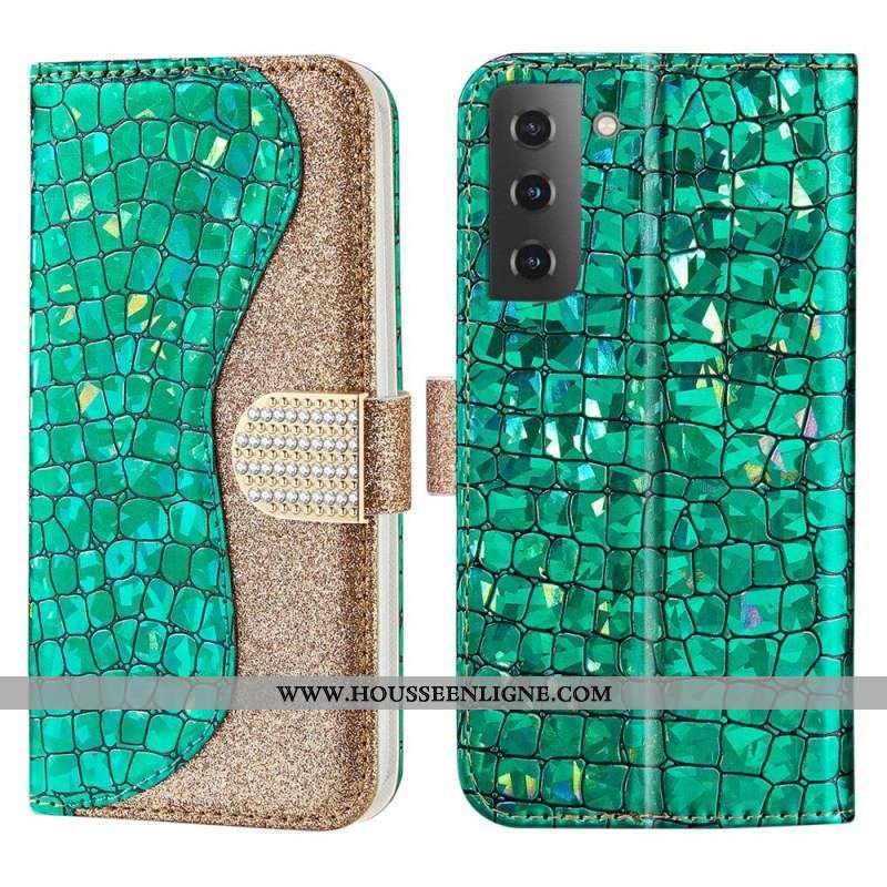 Housse Samsung Galaxy S22 Plus 5G Croco Diamants