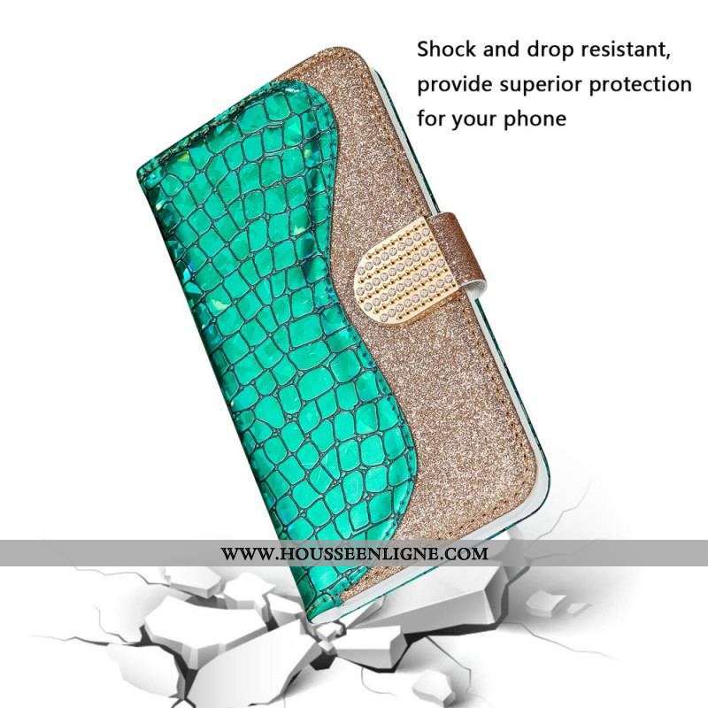 Housse Samsung Galaxy S22 Plus 5G Croco Diamants