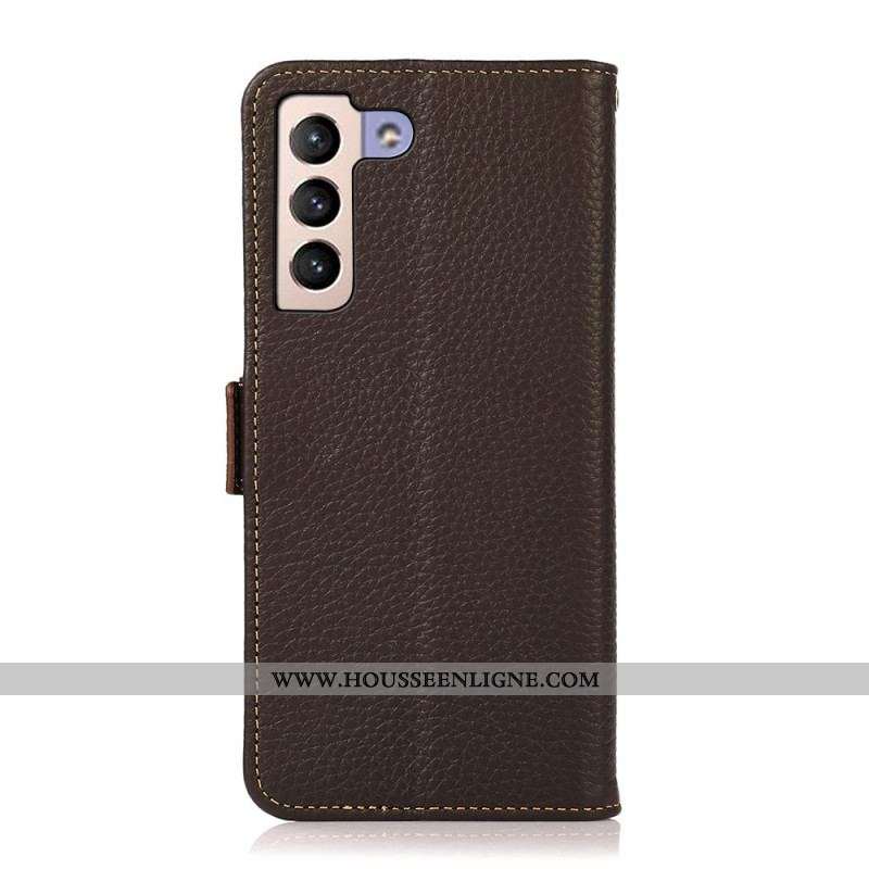 Housse Samsung Galaxy S22 Plus 5G Cuir Litchi KHAZNEH RFID