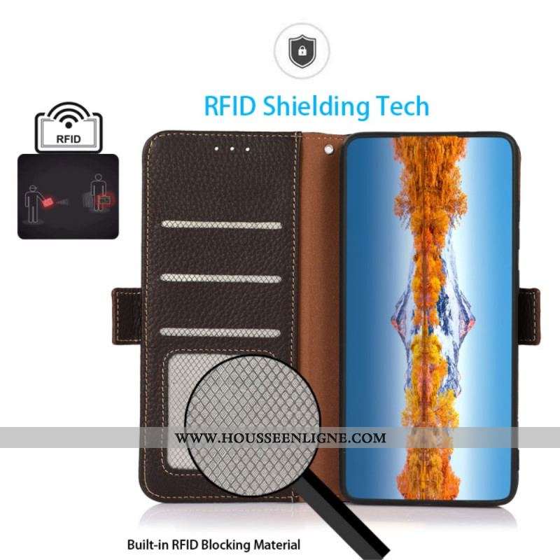 Housse Samsung Galaxy S22 Plus 5G Cuir Litchi KHAZNEH RFID