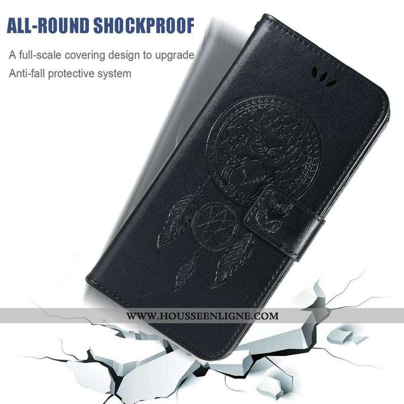 Housse Samsung Galaxy S22 Plus 5G Effet Cuir Attrape Rêves Hibou